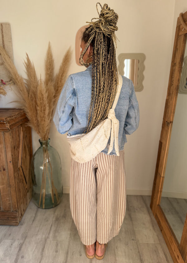 sac bandoulière broderie anglaise rose écru