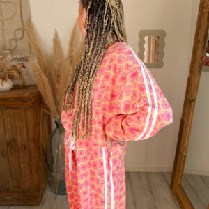 sweat short leopard femme abricot couleur ensemble oversize