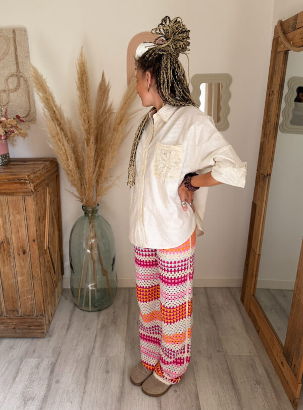 chemise femme broderie palmier bohème