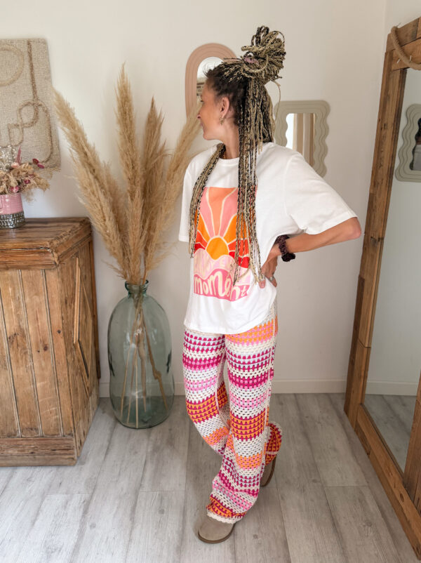 pantalon crochet femme multicolore bohème