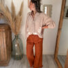 pantalon femme volants bohème avec chemise gaz de coton palmier