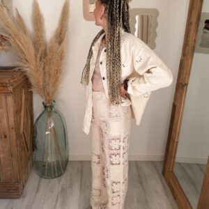 pantalon crochet boheme femme fleur