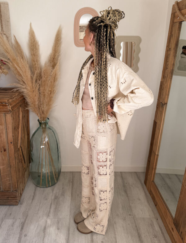 pantalon crochet boheme femme fleur