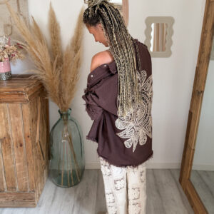tenue boheme surchemise femme marron dos soleil broderie