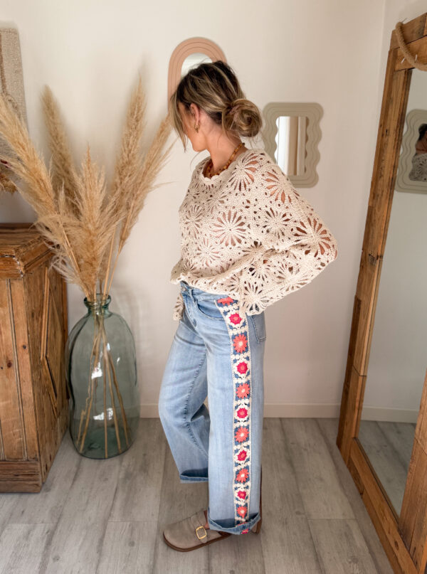 jean femme crochet boheme