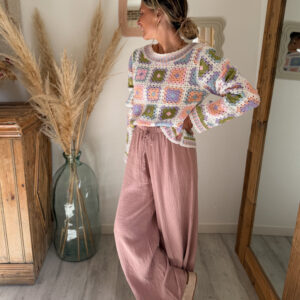 pantalon gaz de coton femme rose boheme