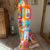 pantalon femme large été multicolore tropical