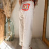 jean beige femme crochet ceinture poche boheme