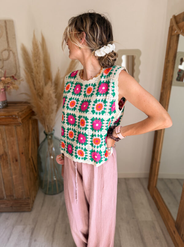 haut crochet multicolore femme boheme