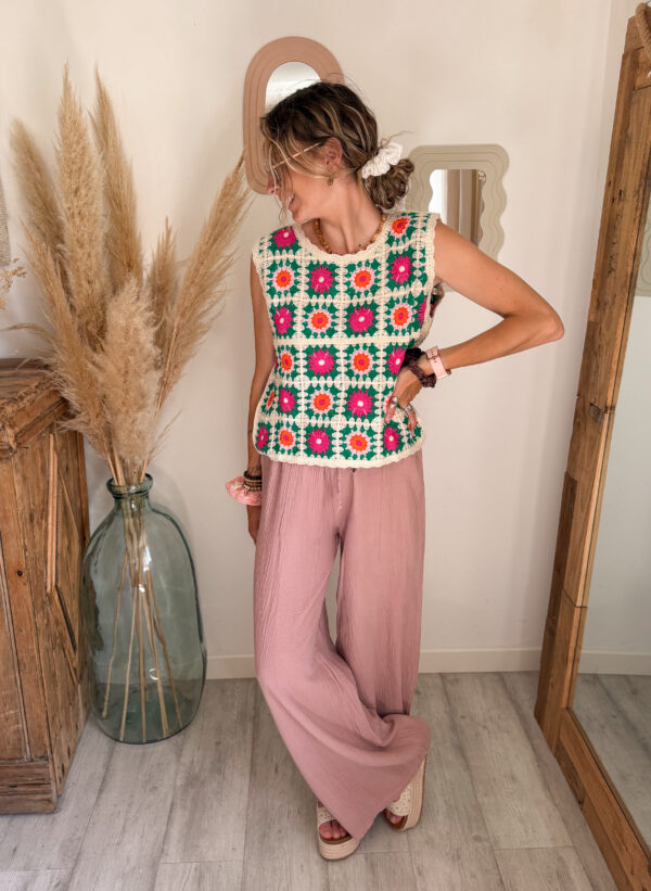 haut été débardeur crochet femme multicolore boheme