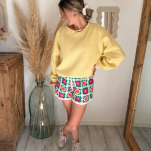 short crochet femme multicolore boheme