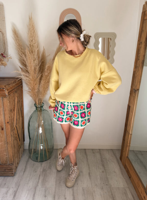 short crochet femme multicolore boheme