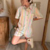 combishort rayure pastel femme oversize