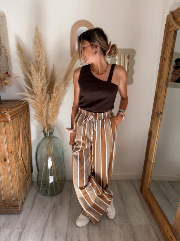 haut débardeur asymétrique femme Chocolat