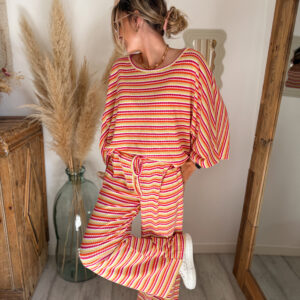 ensemble femme rayures multicolore léger